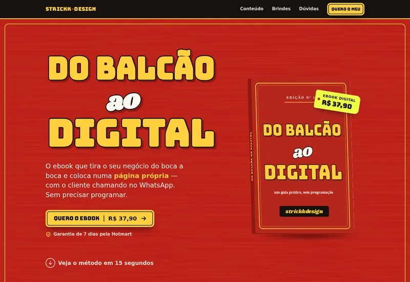 A página de vendas do ebook Do Balcão ao Digital